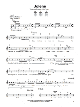 page one of Jolene (Easy Guitar)