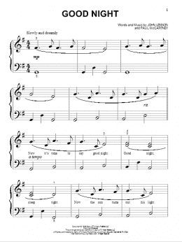 page one of Good Night (Beginning Piano Solo)