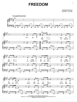 page one of Freedom (Piano, Vocal & Guitar Chords (Right-Hand Melody))