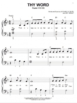 page one of Thy Word (Big Note Piano)