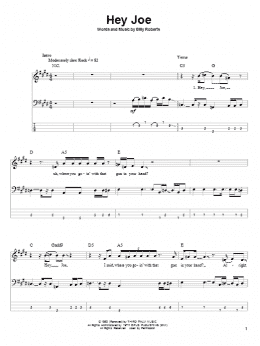 page one of Hey Joe (Bass Guitar Tab)