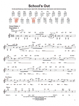 page one of School's Out (Easy Guitar)