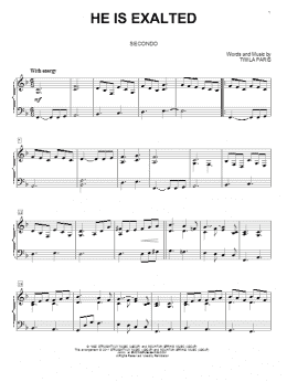 page one of He Is Exalted (Piano Duet)