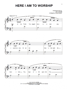 page one of Here I Am To Worship (Beginning Piano Solo)