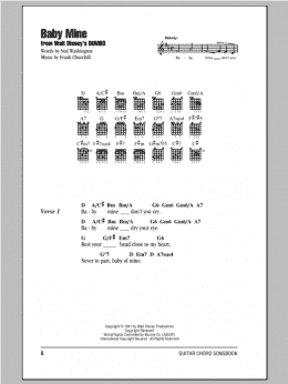 page one of Baby Mine (from Dumbo) (Guitar Chords/Lyrics)