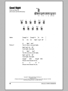 page one of Good Night (Ukulele Chords/Lyrics)