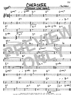 page one of Cherokee (Indian Love Song) (Real Book – Melody & Chords – Eb Instruments)