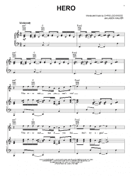 page one of Hero (Piano, Vocal & Guitar Chords (Right-Hand Melody))