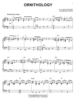 page one of Ornithology (Piano Solo)