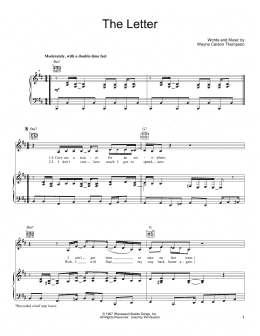 page one of The Letter (Piano, Vocal & Guitar Chords (Right-Hand Melody))