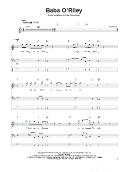 page one of Baba O'Riley (Bass Guitar Tab)