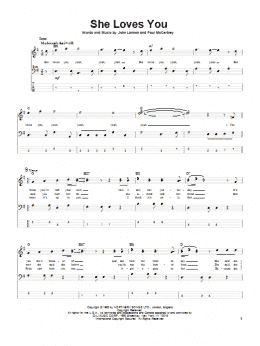 page one of She Loves You (Bass Guitar Tab)