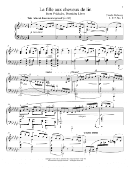 page one of La Fille Aux Cheveux De Lin (Piano Solo)