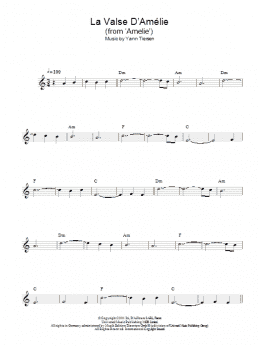 page one of La Valse D'Amelie (Lead Sheet / Fake Book)