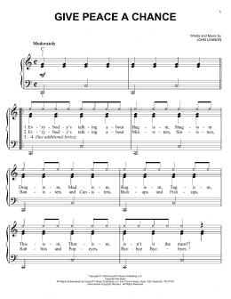 page one of Give Peace A Chance (Easy Piano)