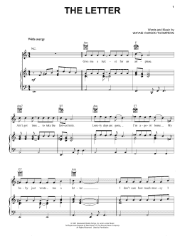 page one of The Letter (Piano, Vocal & Guitar Chords (Right-Hand Melody))