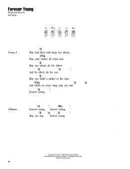 page one of Forever Young (Ukulele Chords/Lyrics)