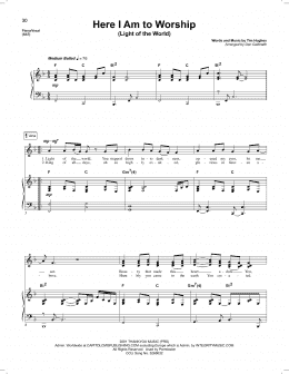 page one of Here I Am To Worship (Light Of The World) (Piano & Vocal)