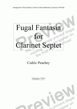 page one of Fugal Fantasia for Clarinet Septet