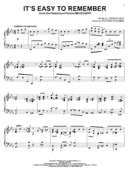 page one of It's Easy To Remember (Piano Solo)