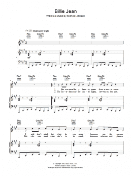 page one of Billie Jean (Piano, Vocal & Guitar Chords)