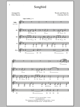 page one of Songbird (SSA Choir)