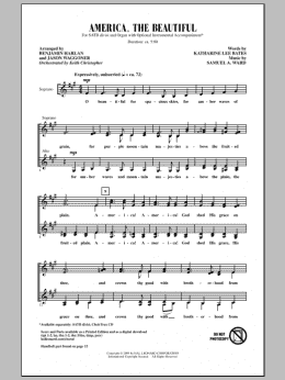 page one of America, The Beautiful (SATB Choir)