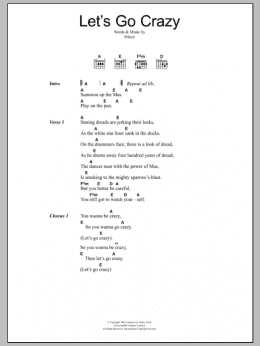 page one of Let's Go Crazy (Guitar Chords/Lyrics)