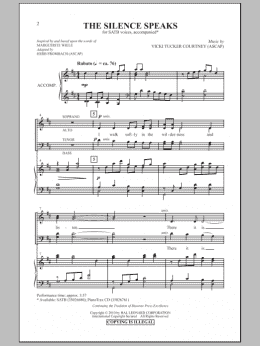 page one of The Silence Speaks (SATB Choir)