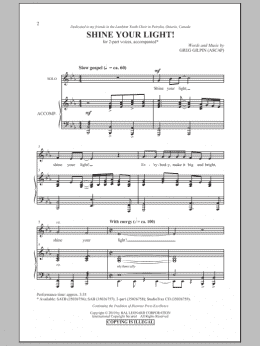 page one of Shine Your Light! (2-Part Choir)