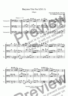page one of Baryton Trio no. 1: Allegro