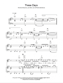 page one of These Days (Piano, Vocal & Guitar Chords)