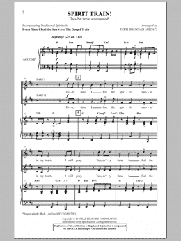 page one of Spirit Train! (2-Part Choir)