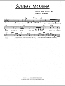 page one of Sunday Morning (Lead Sheet / Fake Book)