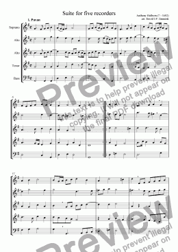 page one of Suite for 5 recorders