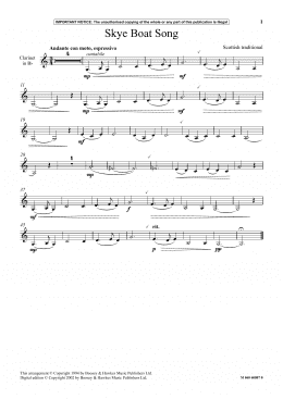 page one of Skye Boat Song (Clarinet and Piano)