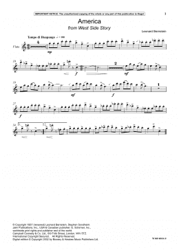 America (from West Story) (Flute and Piano) - Print Sheet Music