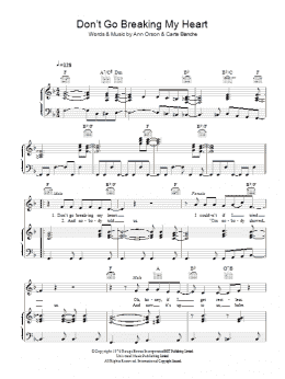 page one of Don't Go Breaking My Heart (Piano, Vocal & Guitar Chords)