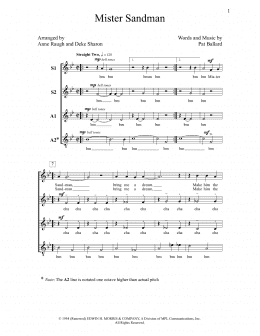 page one of Mister Sandman (SSAA Choir)