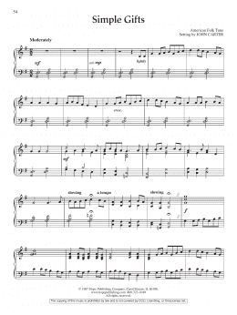 page one of Simple Gifts (Piano Solo)