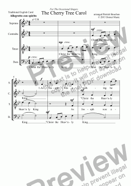 page one of The Cherry Tree Carol (SATB)