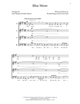 page one of Blue Moon (SATB Choir)