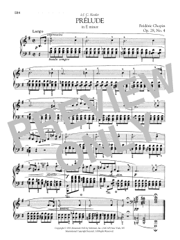 page one of Prelude In E Minor, Op. 28, No. 4 (Piano Solo)