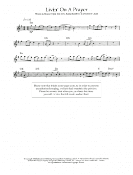 page one of Livin' On A Prayer (Lead Sheet / Fake Book)