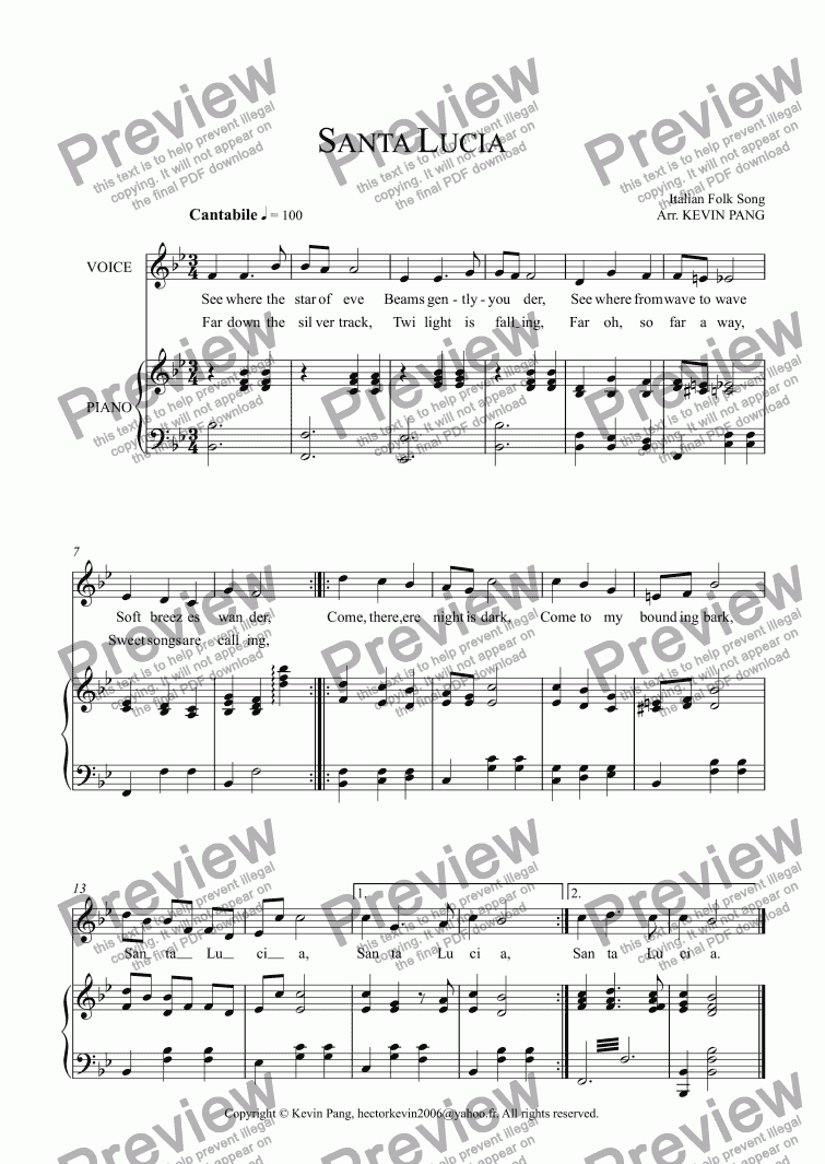 Santa Lucia Score Pdf Download