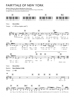 page one of Fairytale Of New York (Piano Chords/Lyrics)