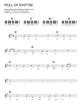 page one of Mull Of Kintyre (Piano Chords/Lyrics)