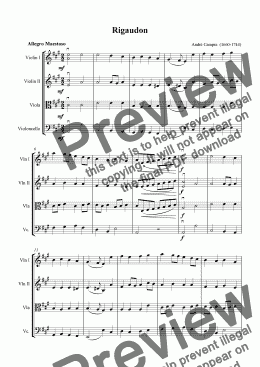 page one of Rigaudon -Download Sheet Music String Quartet -Wedding Processional