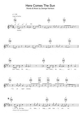 page one of Here Comes The Sun (Lead Sheet / Fake Book)