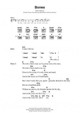 page one of Bones (Guitar Chords/Lyrics)